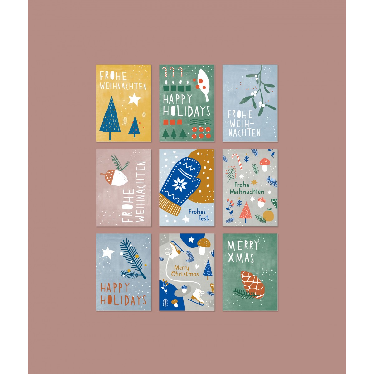 Designfräulein // Weihnachtskarten // 9er-Set