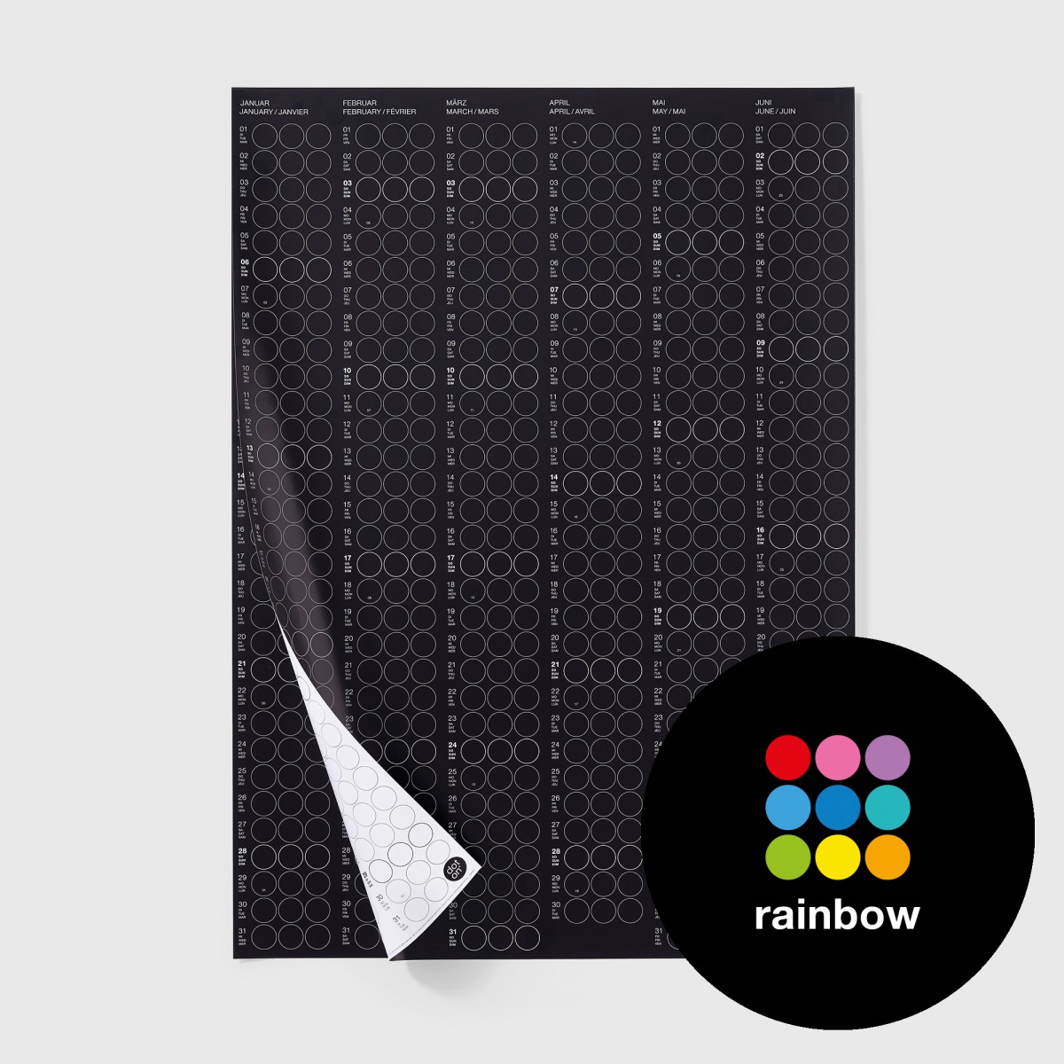dot on Halbjahresplaner 2026 mit Klebepunkten · 50x69 cm · rainbow edition