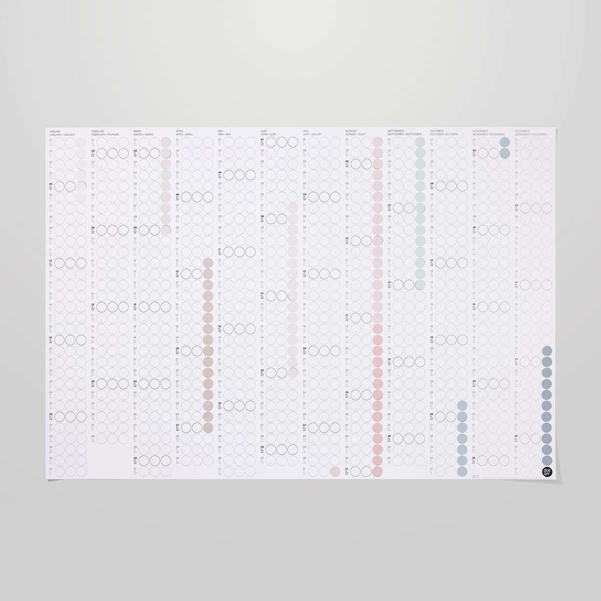dot on Jahresplaner 2026 mit Klebepunkten · 100x69 cm · nordic edition