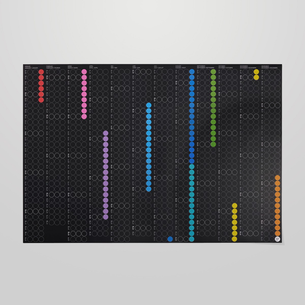 dot on Jahresplaner 2026 mit Klebepunkten · 100x69 cm · rainbow edition