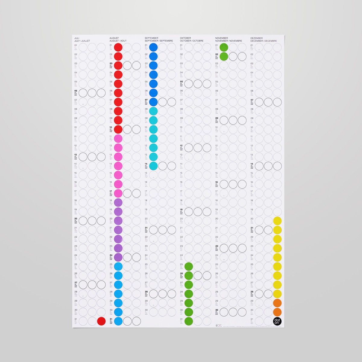 dot on Halbjahresplaner 2026 mit Klebepunkten · 50x69 cm · rainbow edition