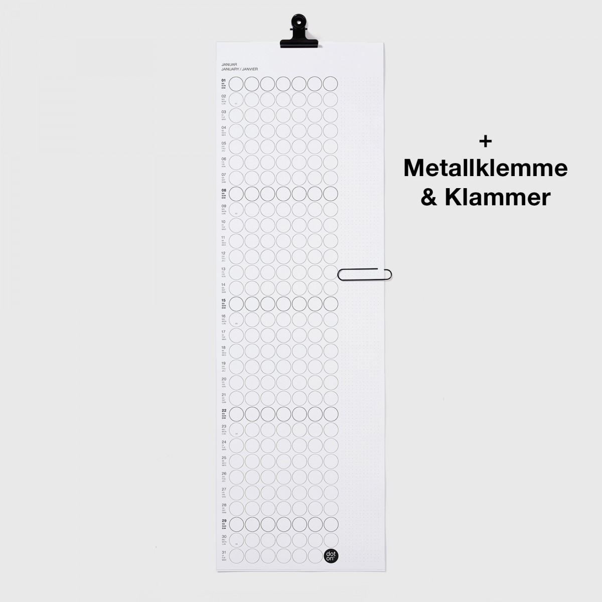 dot on Monatsplaner 2026 mit Klebepunkten · 23x72 cm · rainbow edition