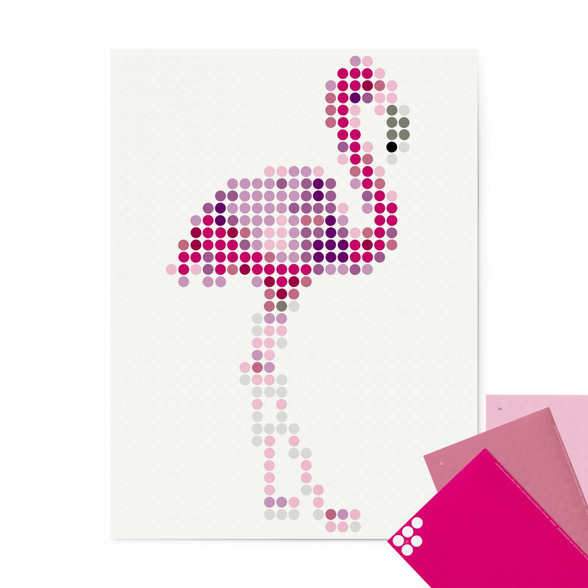 dot on Pixelart / DIY-Kunstwerk mit Klebepunkten / flamingo 30x40 cm
