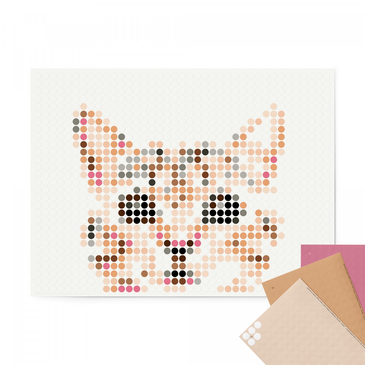 dot on Pixelart / DIY-Kunstwerk mit Klebepunkten / cat 30x40 cm