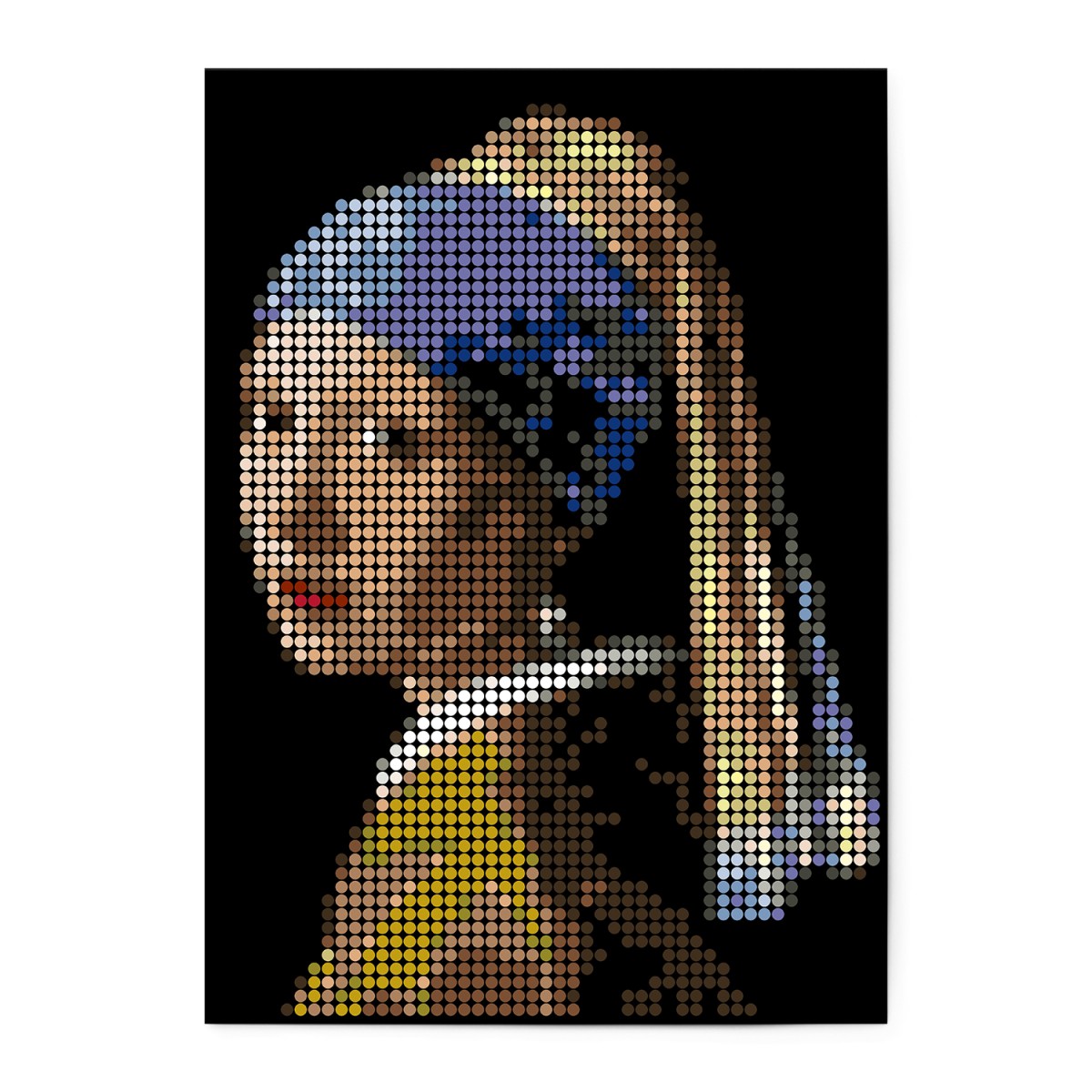 dot on Pixelart · Kleben nach Zahlen · Set mit Klebepunkten · Vermeer 50x70 cm