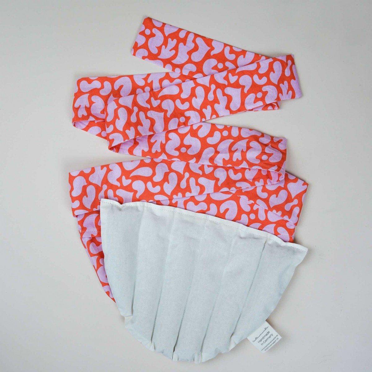 Wärmekissen mit Bindeband & Dinkel gefüllt "Orange-Pink"