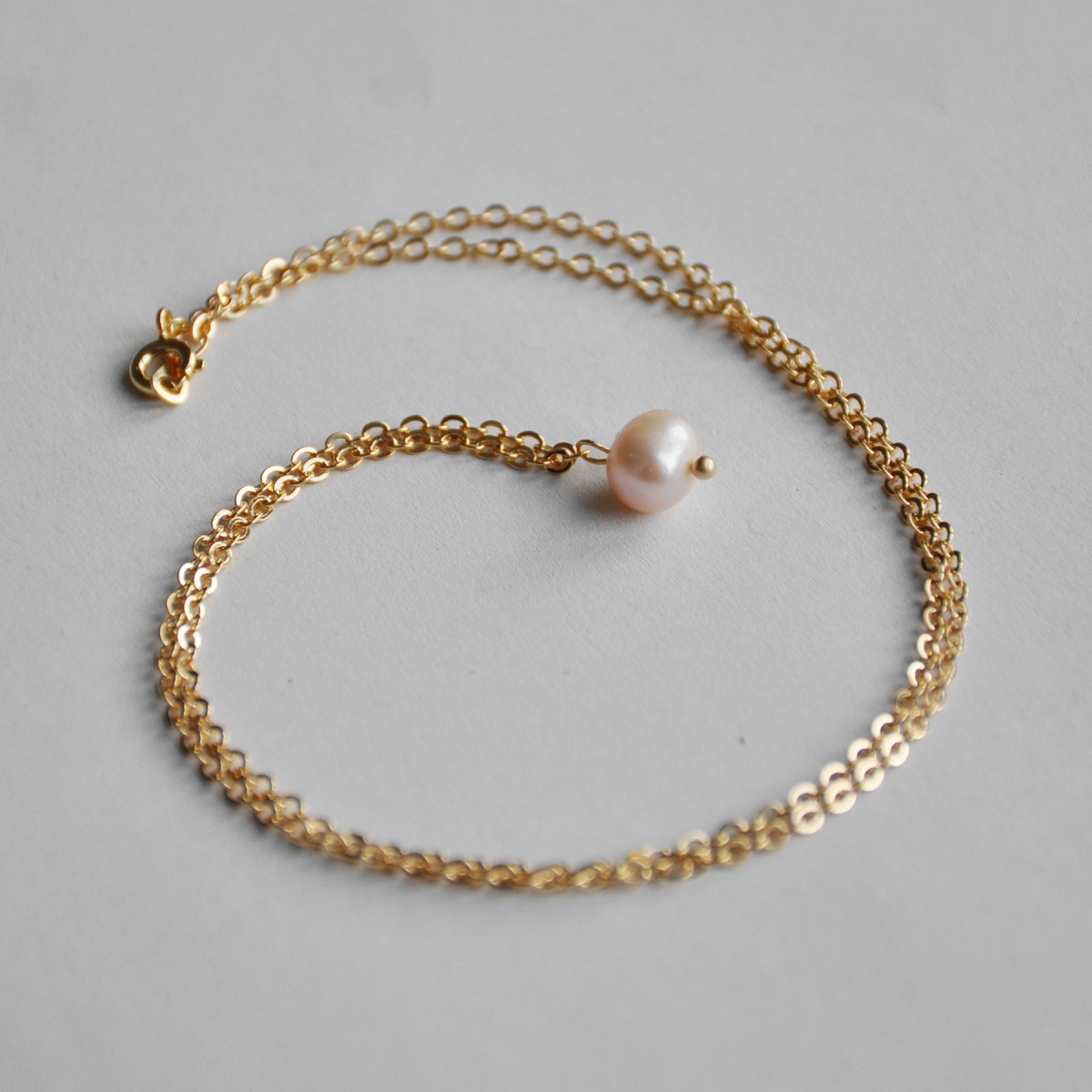 nahili KETTE "rose Pearl" Perlmutt Perle Anhänger - 14K gold plattiert - 50cm