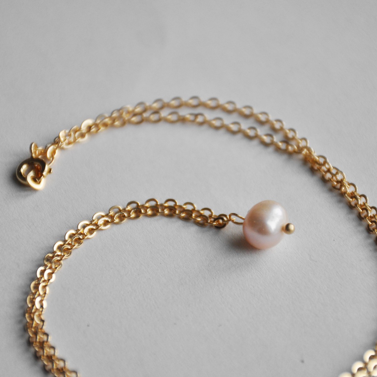 nahili KETTE "rose Pearl" Perlmutt Perle Anhänger - 14K gold plattiert - 50cm