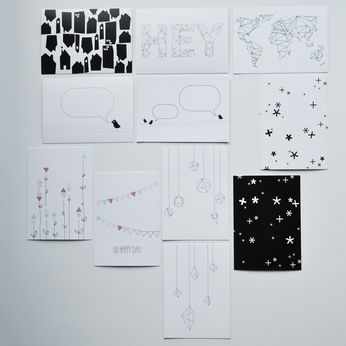 nahili 10er-Set POSTKARTEN "Oh Happy Day & Floral Garden", Grußkarten für alle Anlässe von Freude wie Geburtstag, Geburt, Taufe oder schöne Grüße