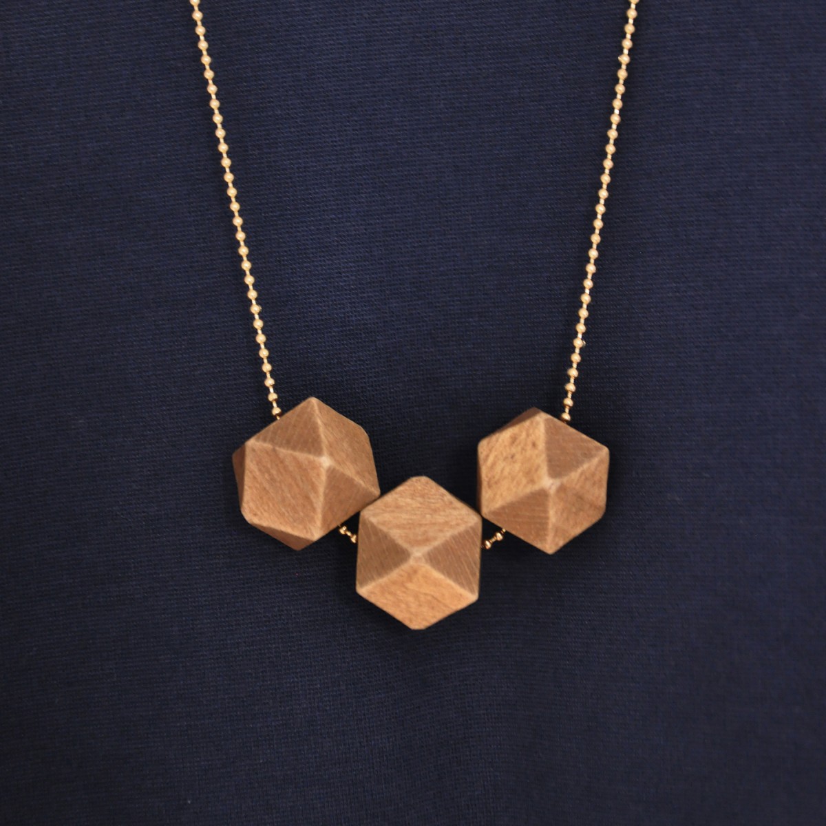 nahili KETTE "golden geometric wood" geometrische, minimale Holzkette (gold, silber oder bronze)