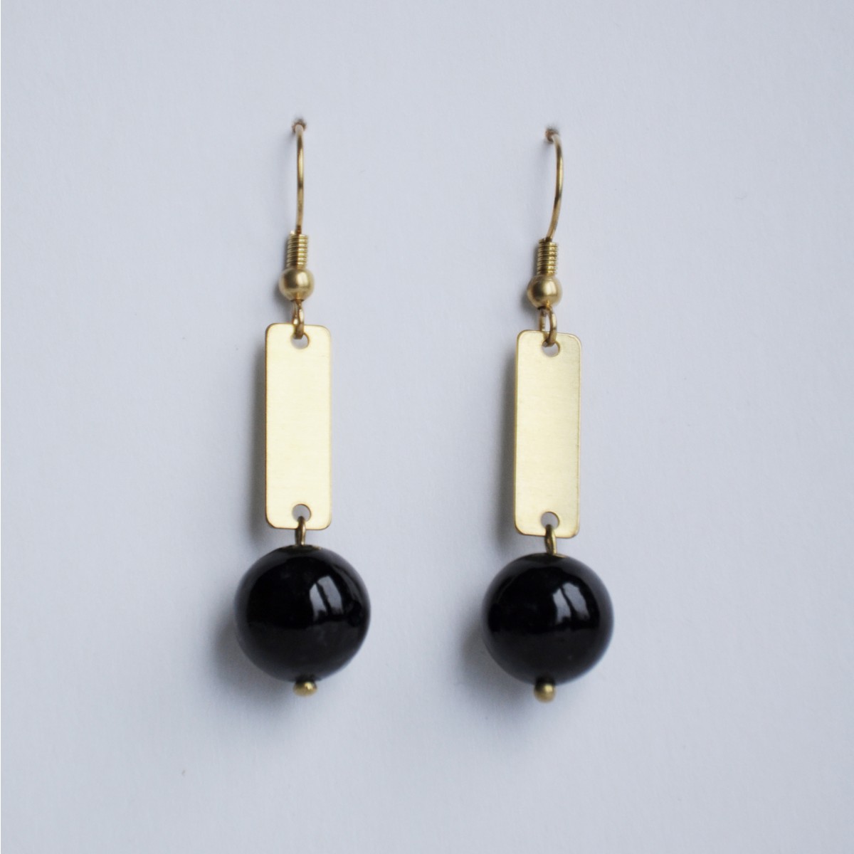 nahili OHRRINGE aus Messing "Marble Quadro" Ohrschmuck Naturstein Marmor oder Howlith