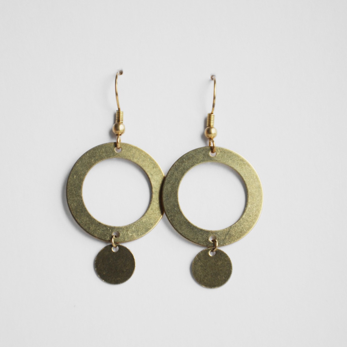 nahili OHRRINGE aus Messing "circleway" altgold Ohrschmuck 