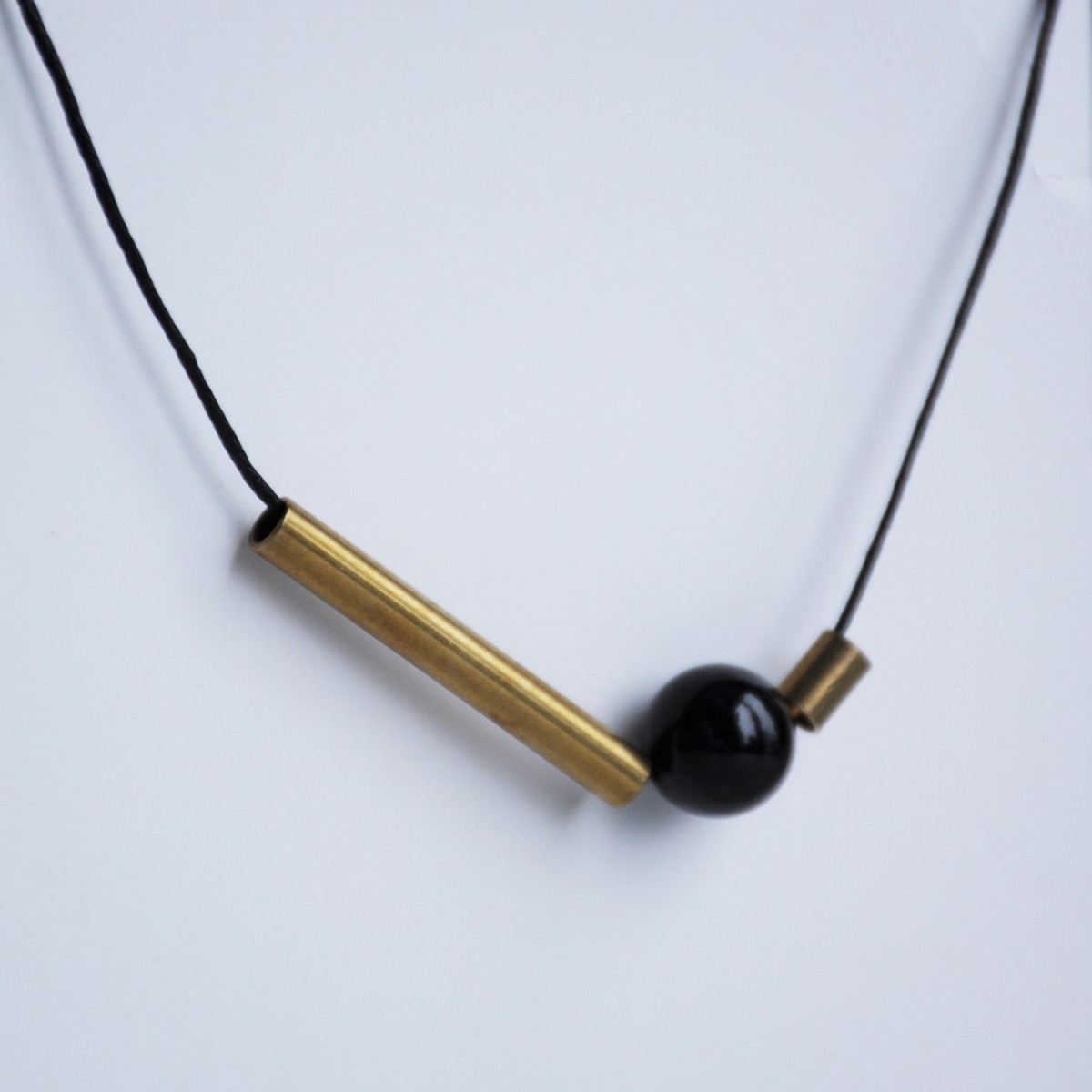 nahili KETTE "golden geo Marble" Messing Schmuck mit Naturstein Marmor oder Howlith