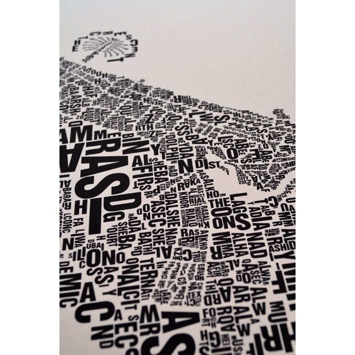 Buchstabenort Dubai Stadtteile-Poster Typografie 