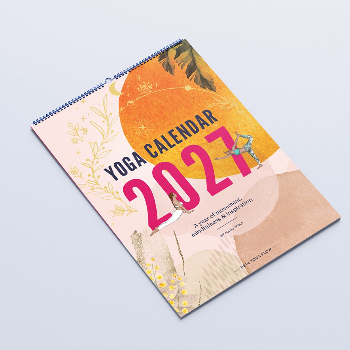 Yoga Wandkalender 2027 | Illustrierter Kalender | Feminine Designs für Achtsamkeit & Selbstliebe | Nachhaltige Geschenkidee | Asana | engl.