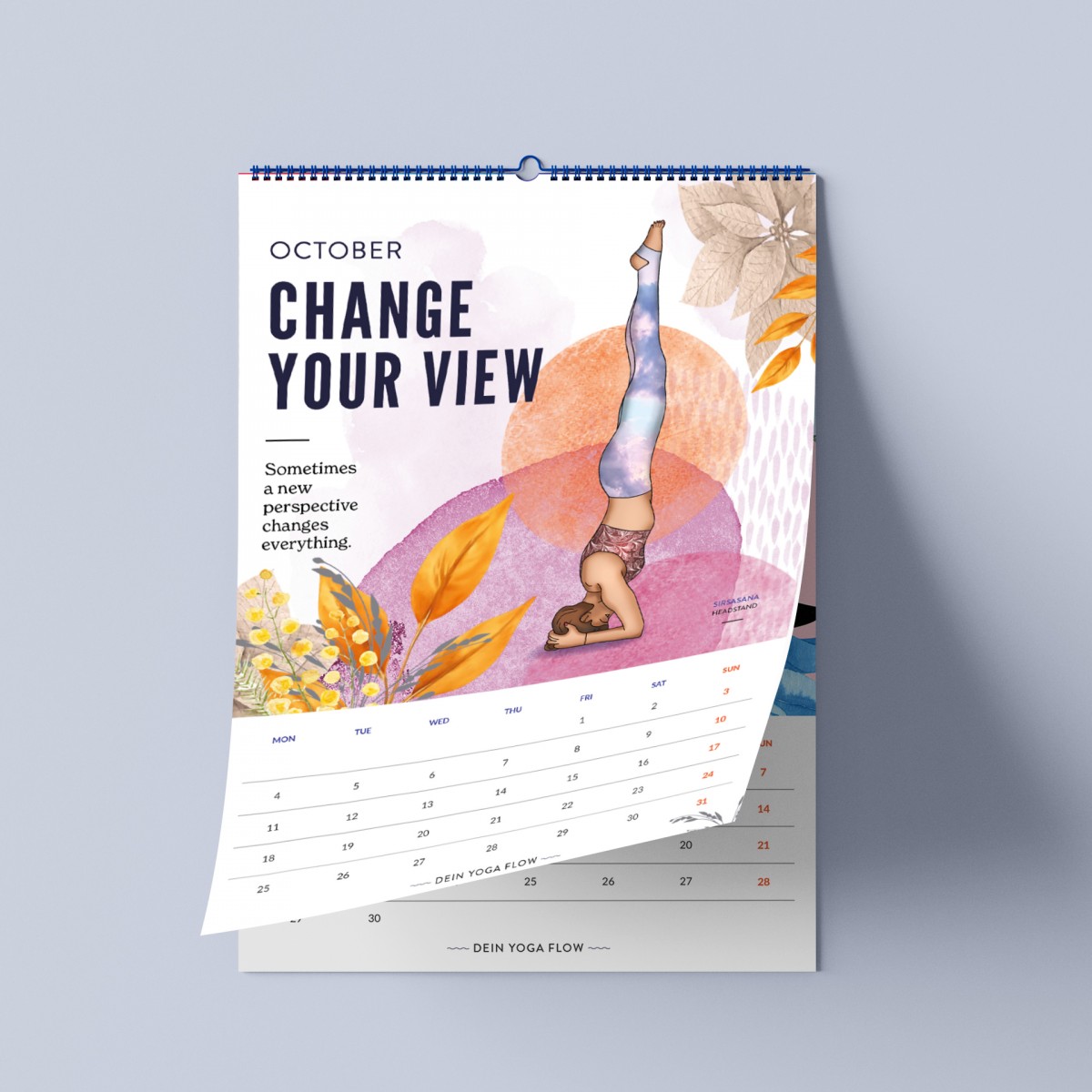 Yoga Wandkalender 2027 | Illustrierter Kalender | Feminine Designs für Achtsamkeit & Selbstliebe | Nachhaltige Geschenkidee | Asana | engl.