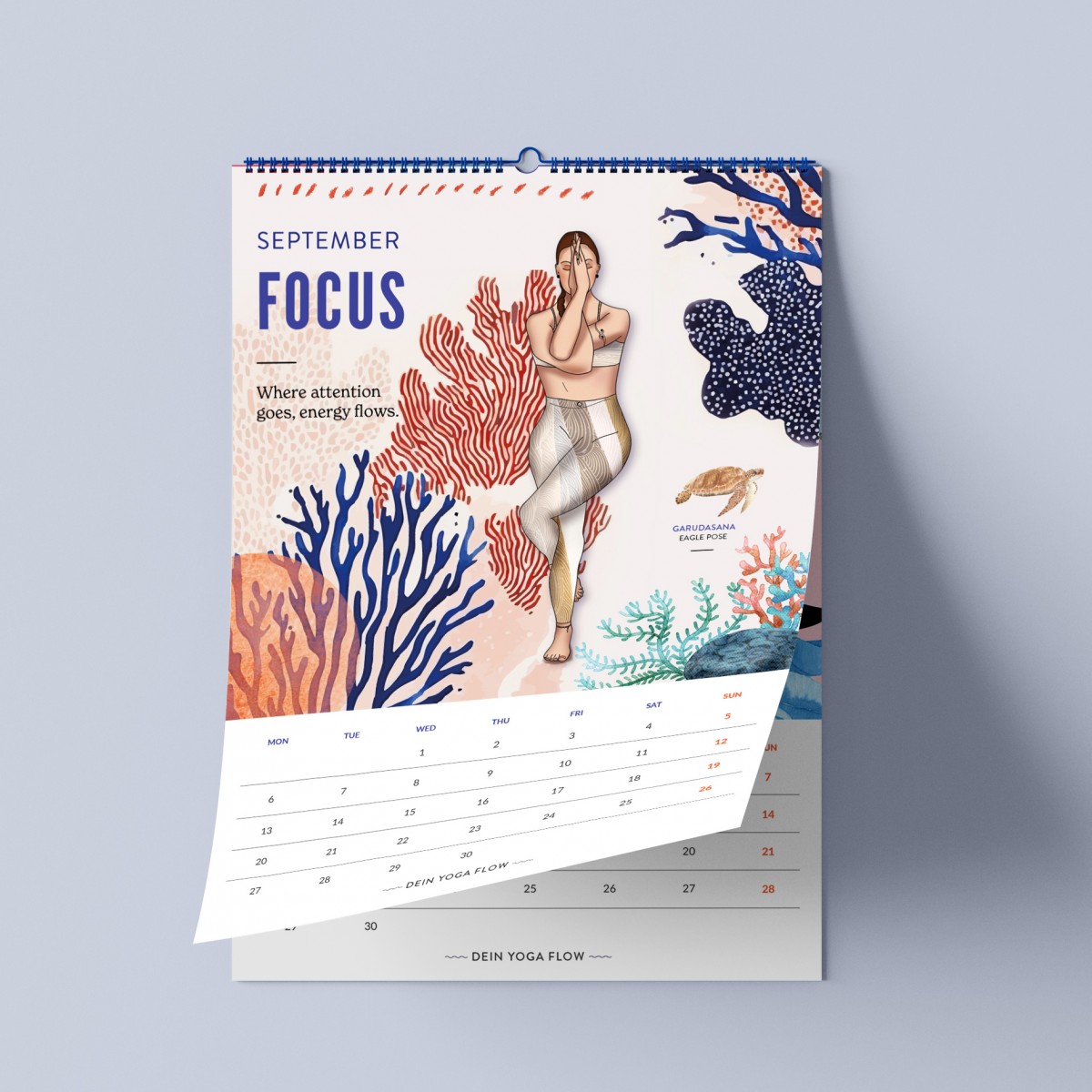 Yoga Wandkalender 2027 | Illustrierter Kalender | Feminine Designs für Achtsamkeit & Selbstliebe | Nachhaltige Geschenkidee | Asana | engl.