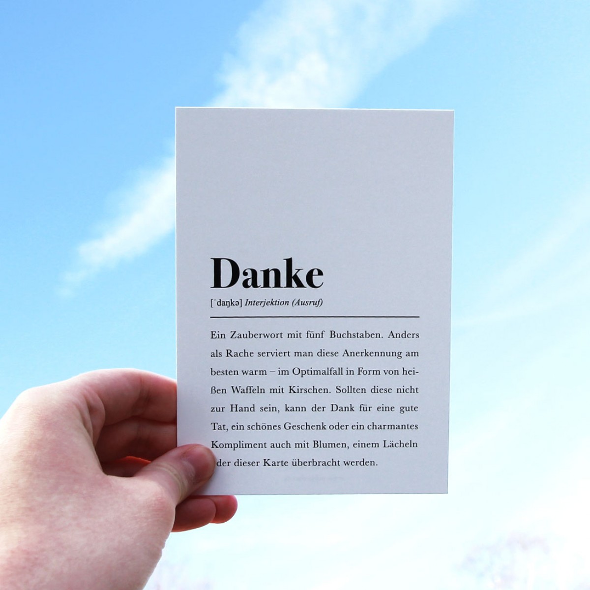 3x Dankeskarte mit Umschlag: "Danke" Definition