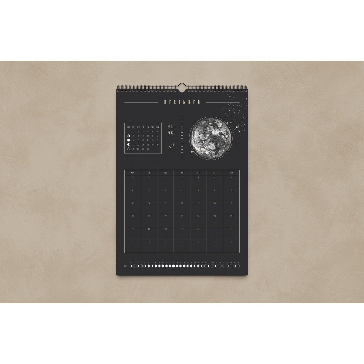 Mondkalender 2027 schwarz // ShellyCreates
