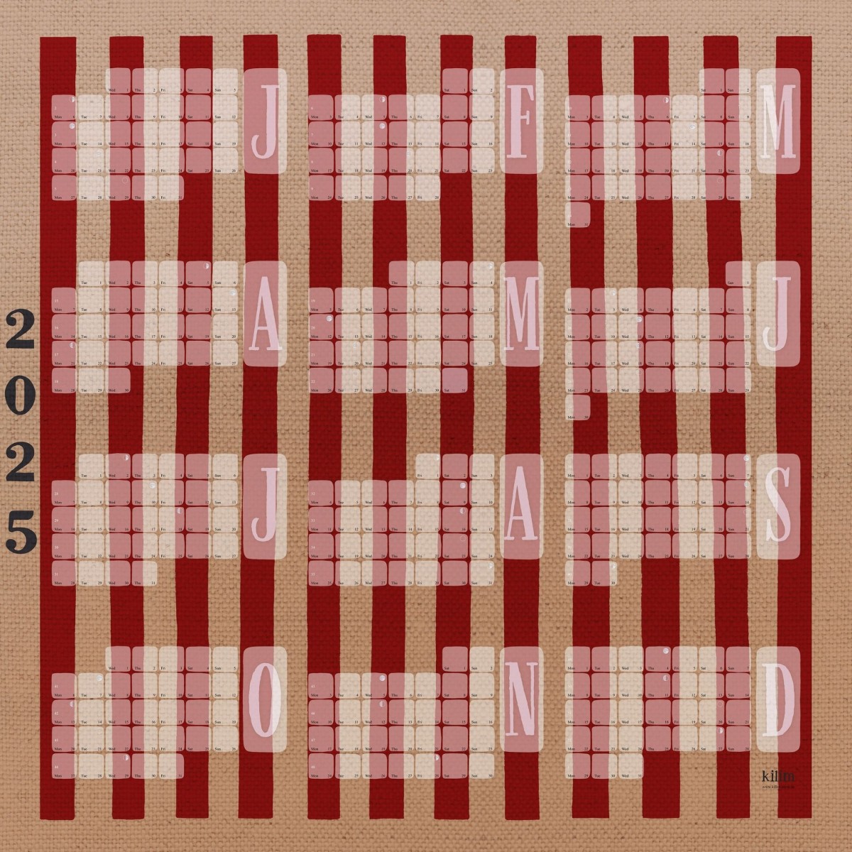 Jahresplaner 2025 Stripe rot / Kilim