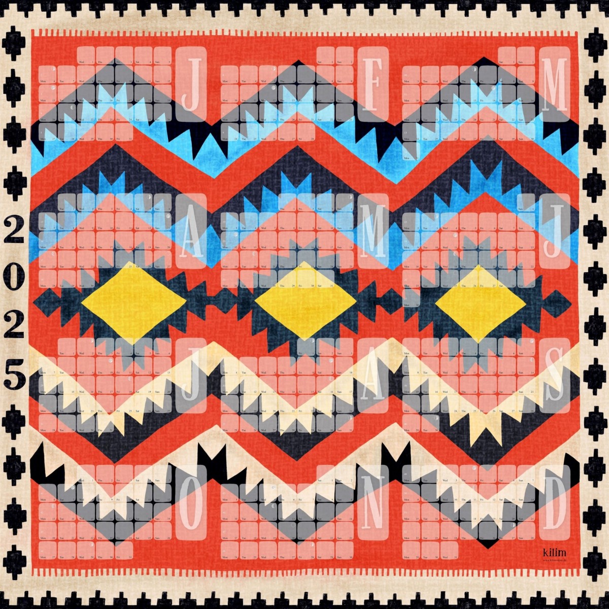 Jahresplaner 2025 Classic rot / kilim