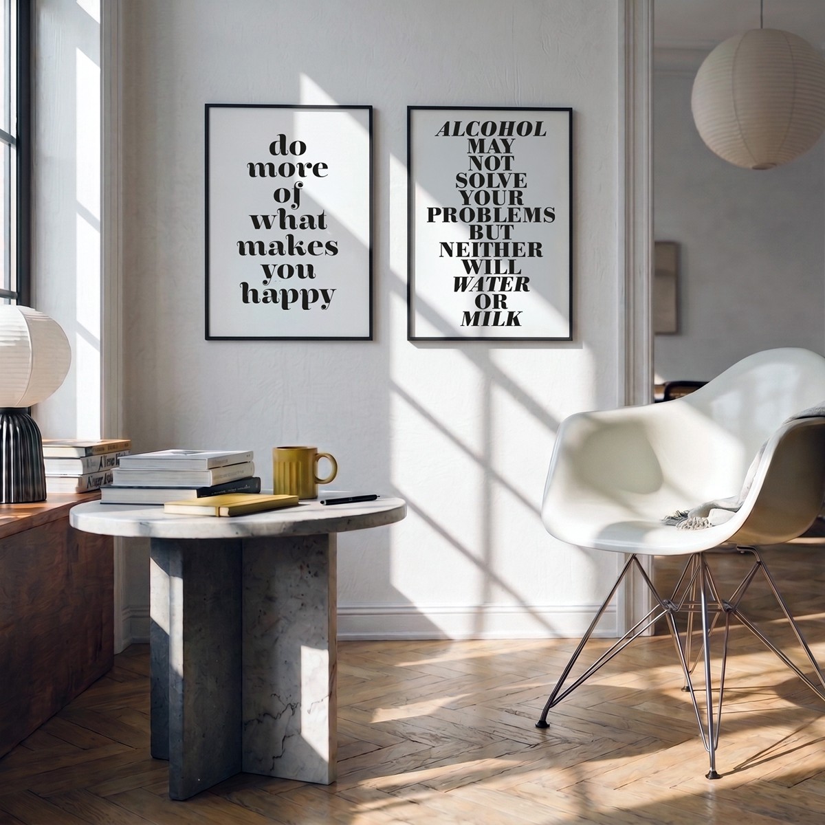 Handgefertigter Linoldruck  »Do more of what makes you happy«, (DIN A4), Limited Edition