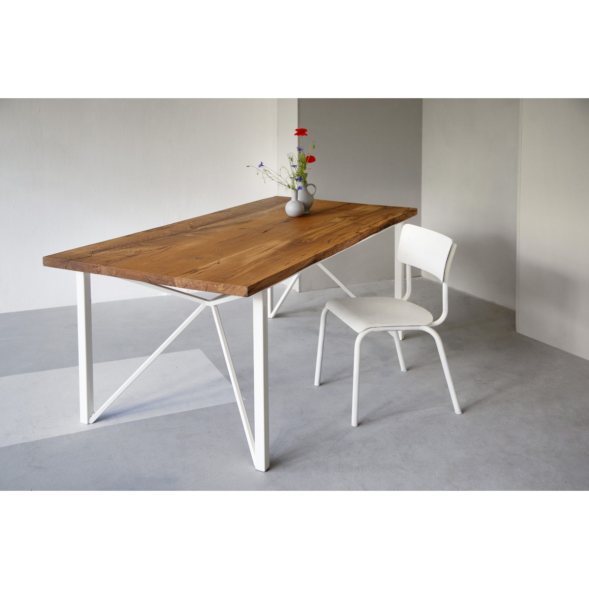 Fraaiberlin Esstisch Aus Altholz Eiche Loren Donoe Weiss Mit Ansteckplatten Selekkt Com