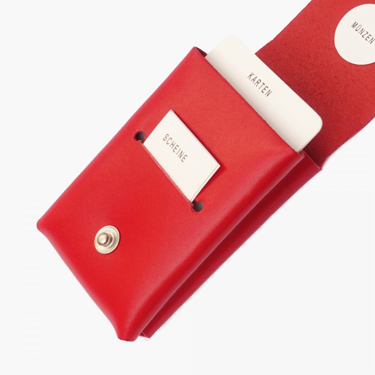 EINFACHDESIGN, Slimwallet, Minigeldbeutel rot aus pflanzlich gegerbtem Leder