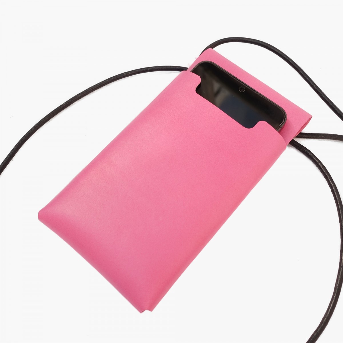 EINFACHDESIGN Handytasche Pink mit verstellbarem Riemen aus pflanzlich gegerbtem Leder mit Kartenfach