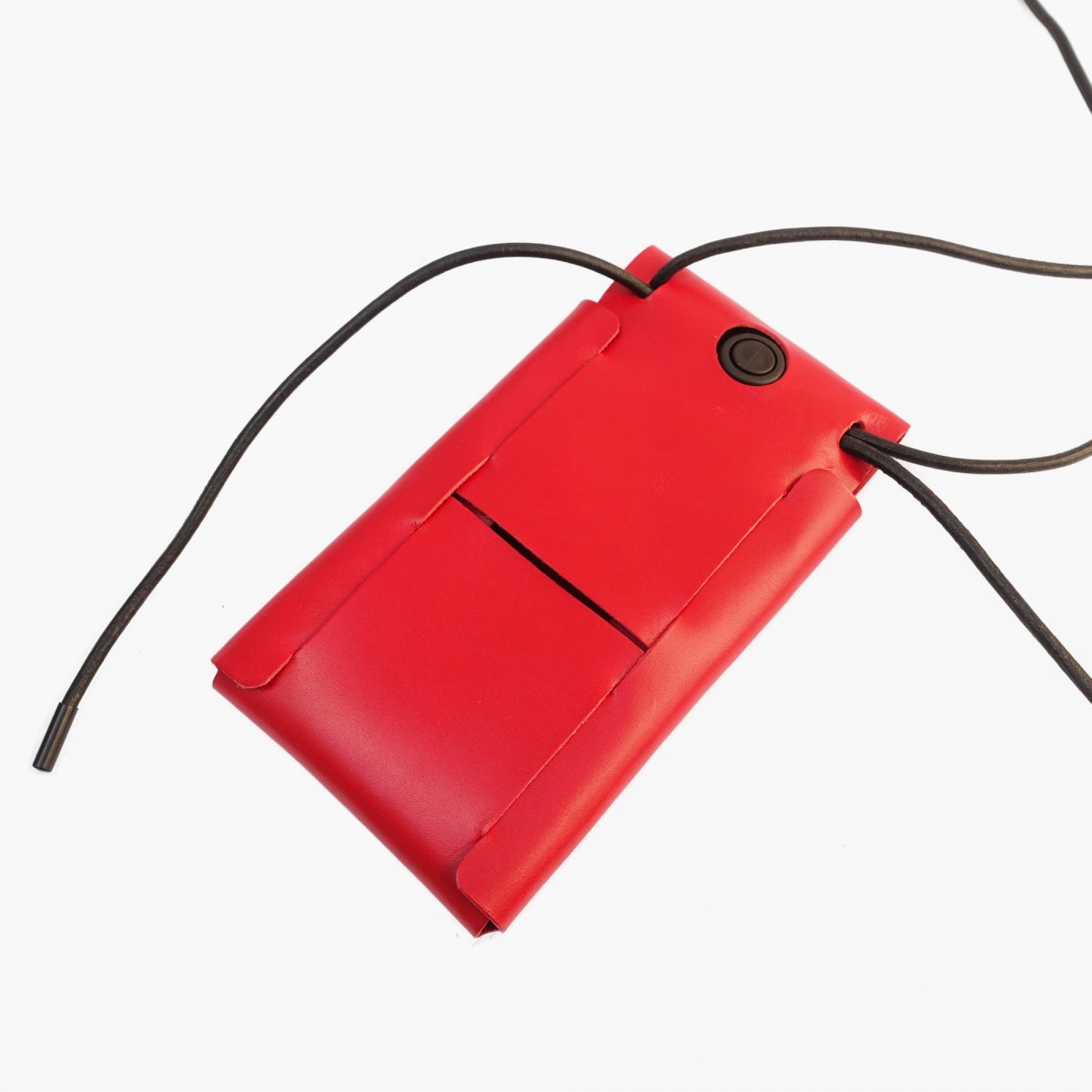 EINFACHDESIGN Handytasche zum Umhängen rot aus pflanzlich gegerbtem Leder mit verstellbarem Riemen