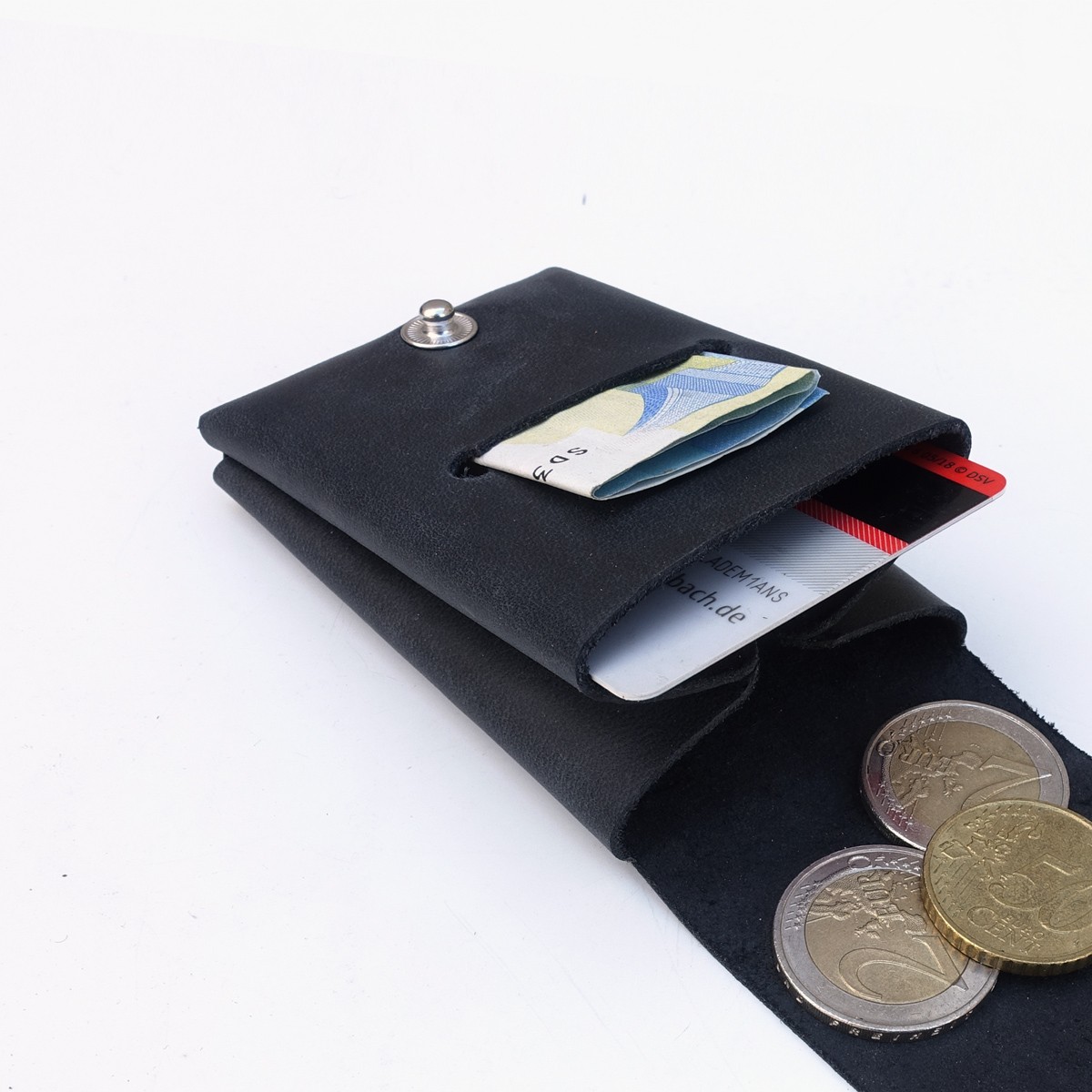 Einfachdesign, Slimwallet, Minigeldbeutel, Geldbeutel, Leder anthrazit