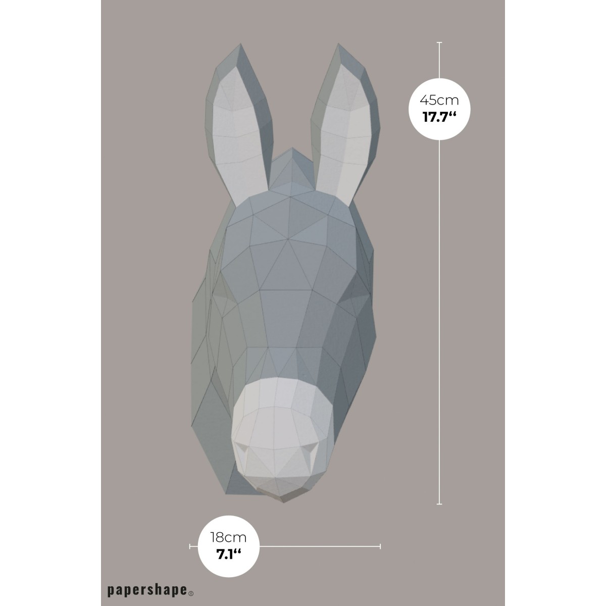 Esel - Vegane Tiertrophäe aus Papier im DIY Kit