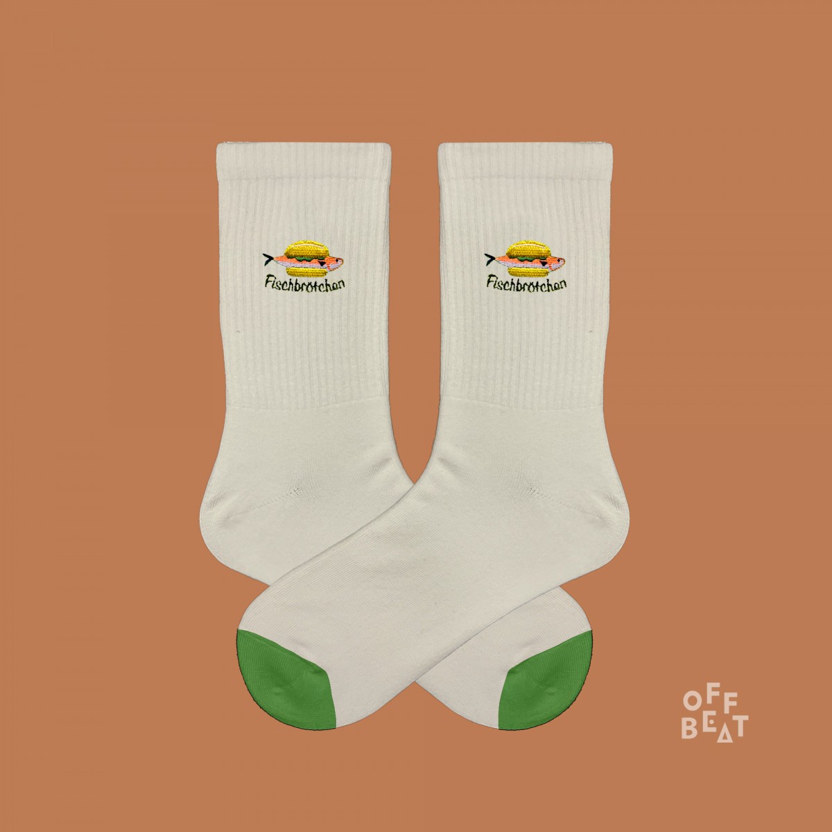 Bestickt Fischbrötchen Socken von Offbeat Bestickt Fischbrötchen Socken von Offbeat