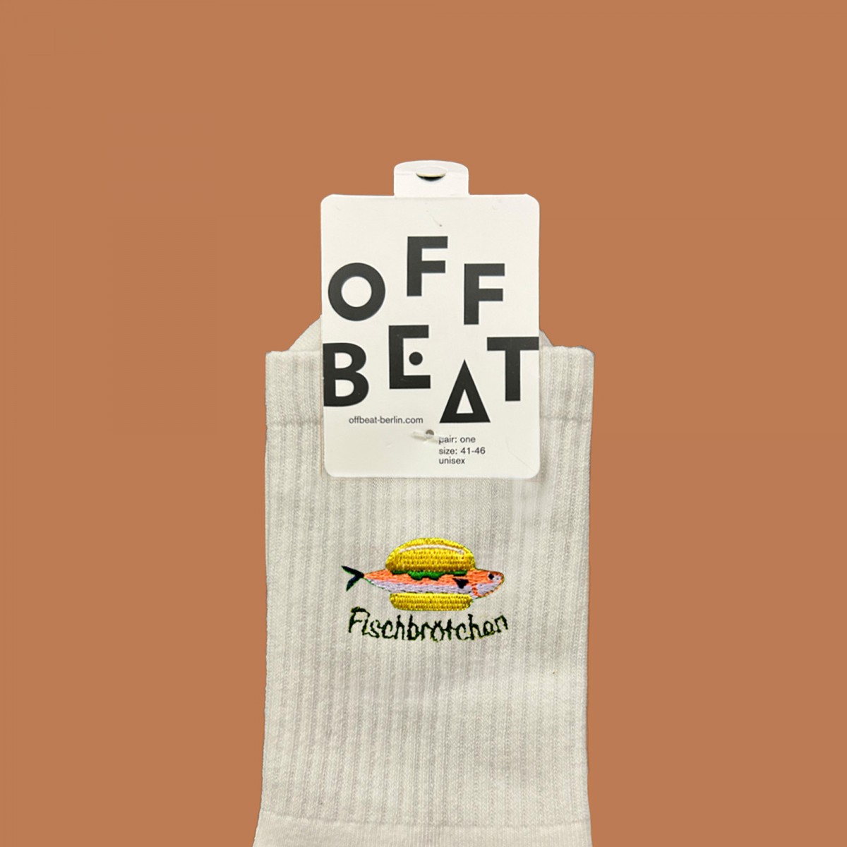 Bestickt Fischbrötchen Socken von Offbeat Bestickt Fischbrötchen Socken von Offbeat