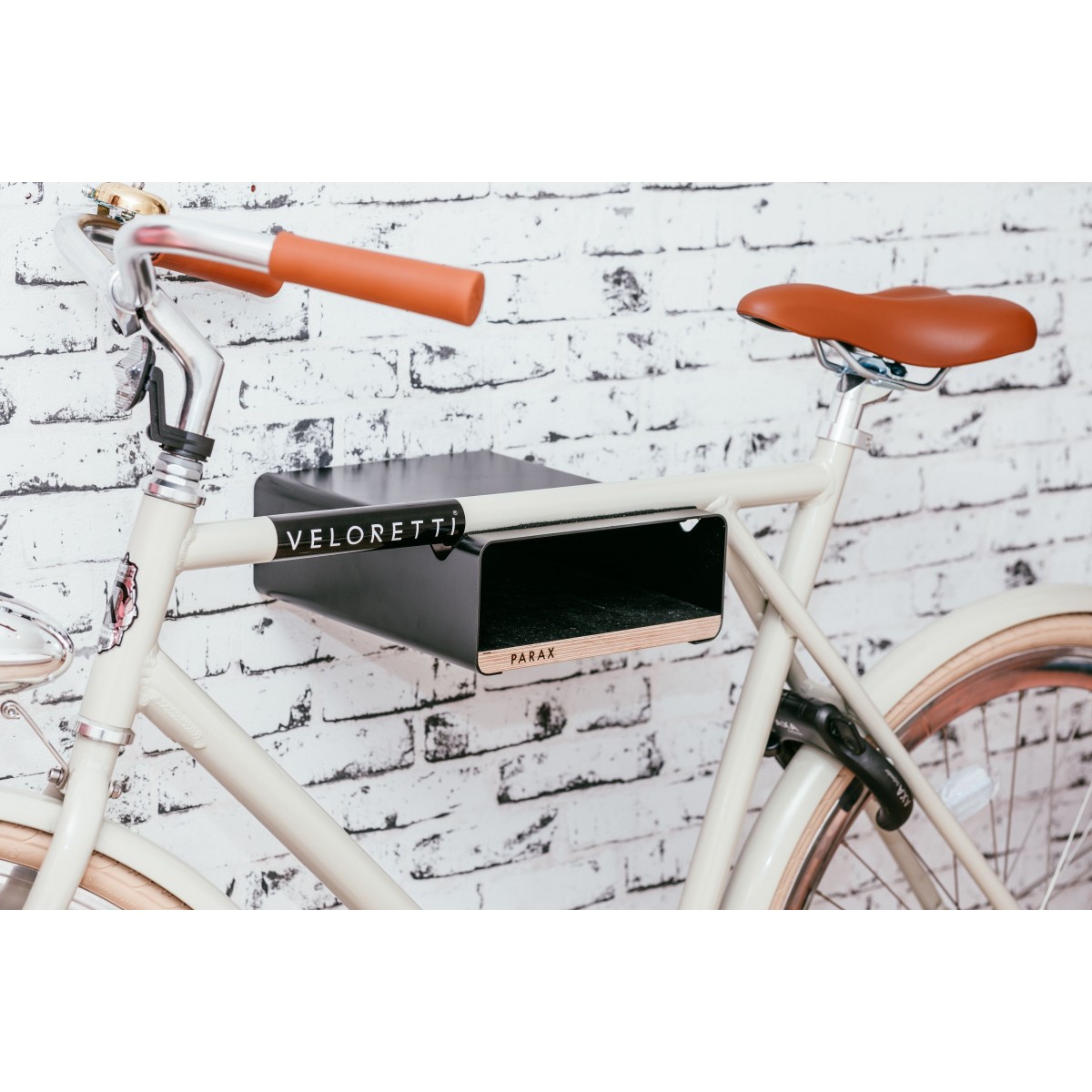 Design Fahrrad-Wandhalterung | PARAX® S-RACK | Schwarz mit Holz Schwarz | für Rennrad Hardtail & Cityrad