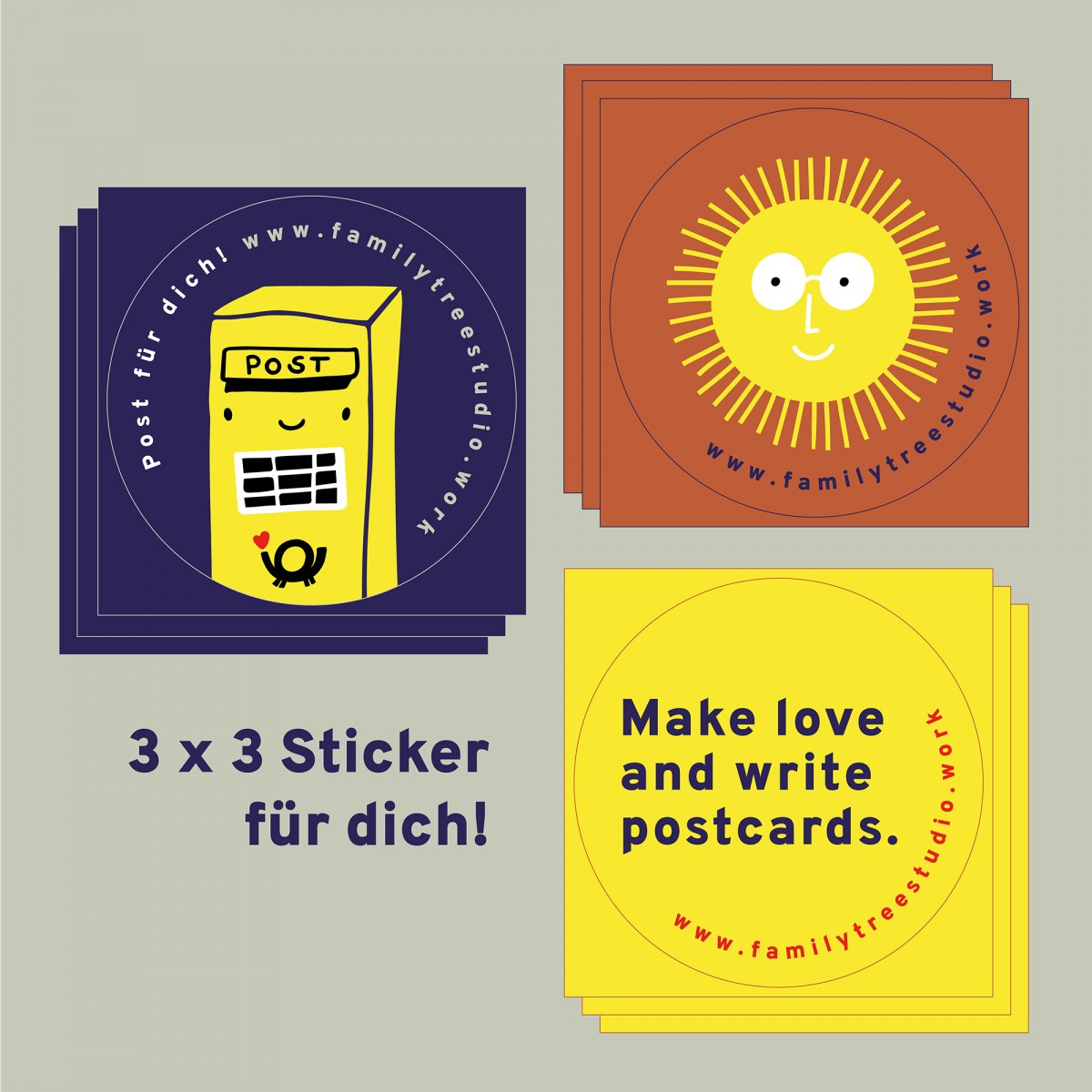 3*3 Sticker für Brief- und Postkartenfreunde