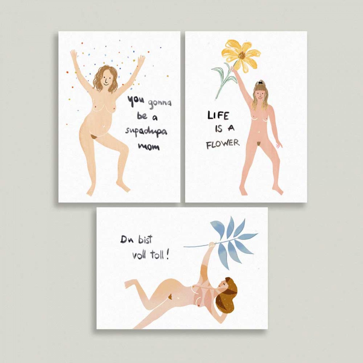 Farina Kuklinski • 3er Postkarten Set • Super Women
