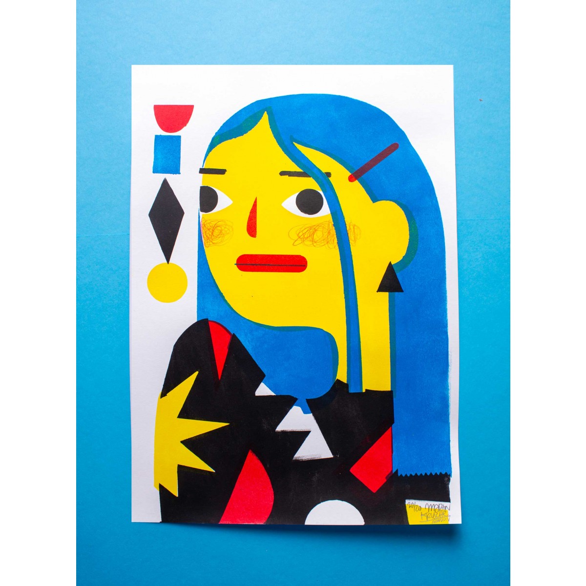 Martin Krusche - Schablonendruck »Frau mit Spange«, DINA3