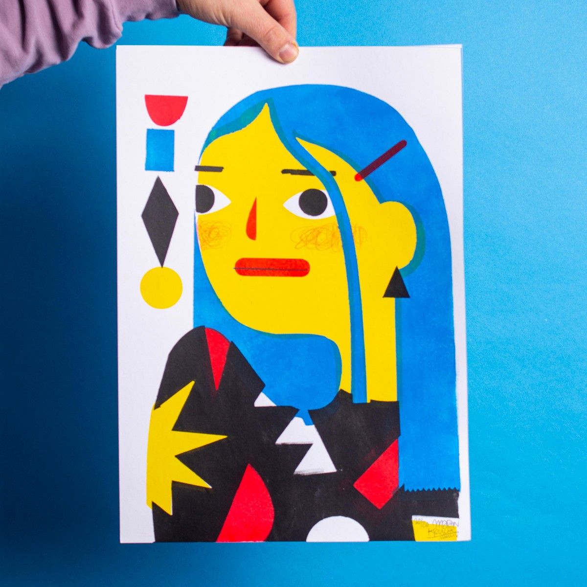 Martin Krusche - Schablonendruck »Frau mit Spange«, DINA3