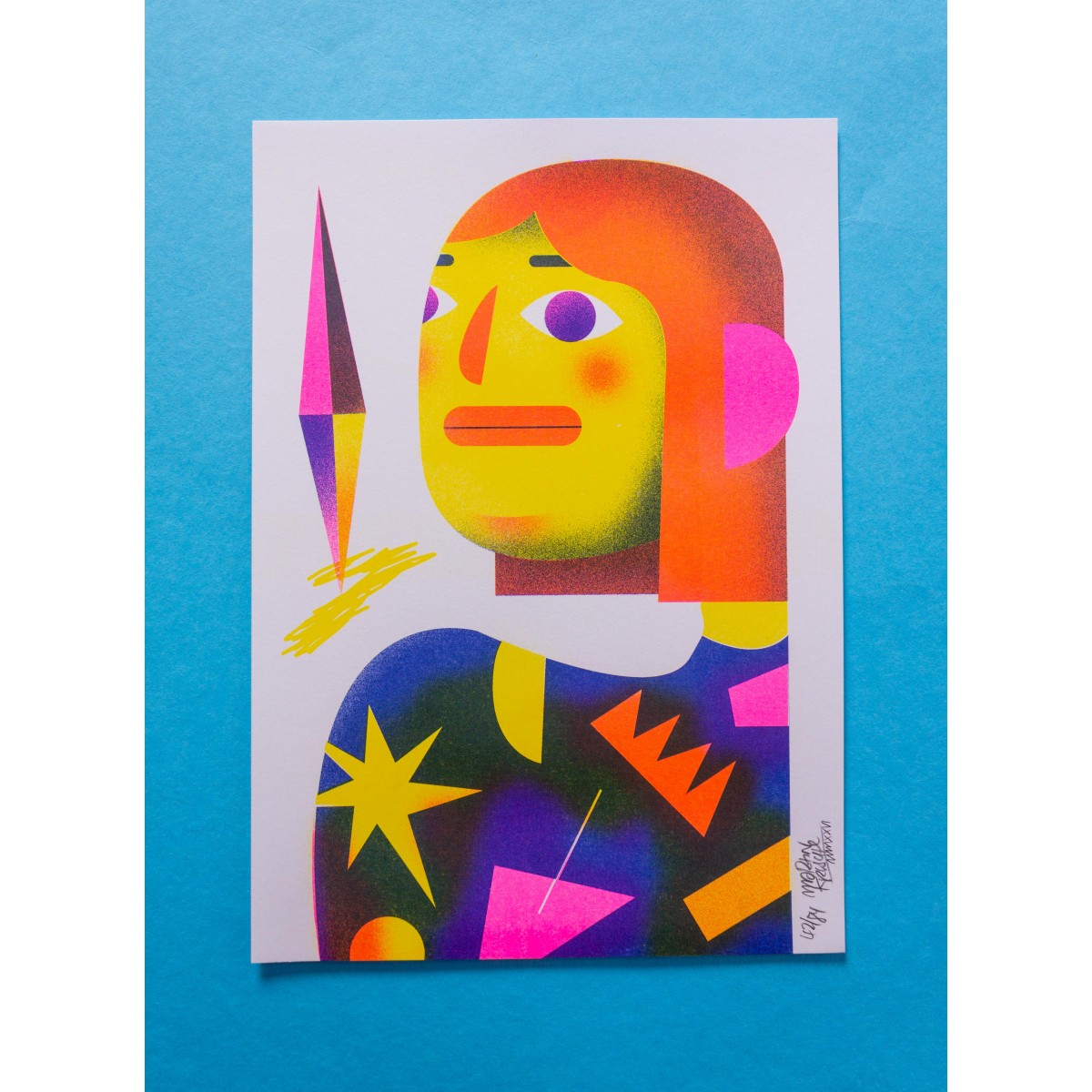 Martin Krusche - Risografie »Frau mit gemustertem Pulli«, DINA4