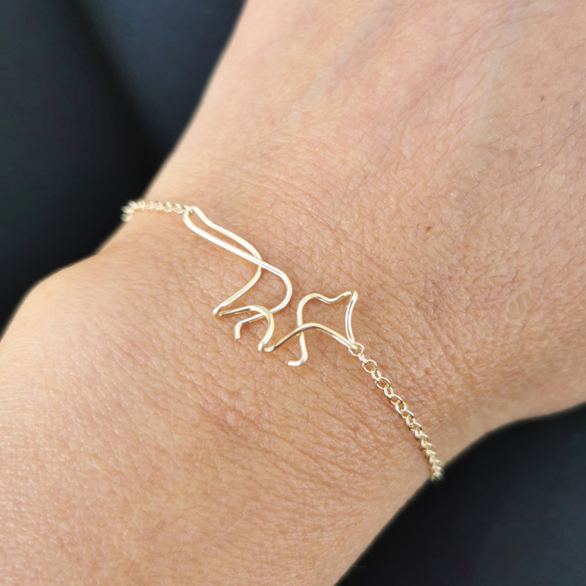 Fuchs Armkette in Sterling Silber und (Rosé) Gold Filled, Armband mit Fuchs Anhänger - KIZZU Schmuck
