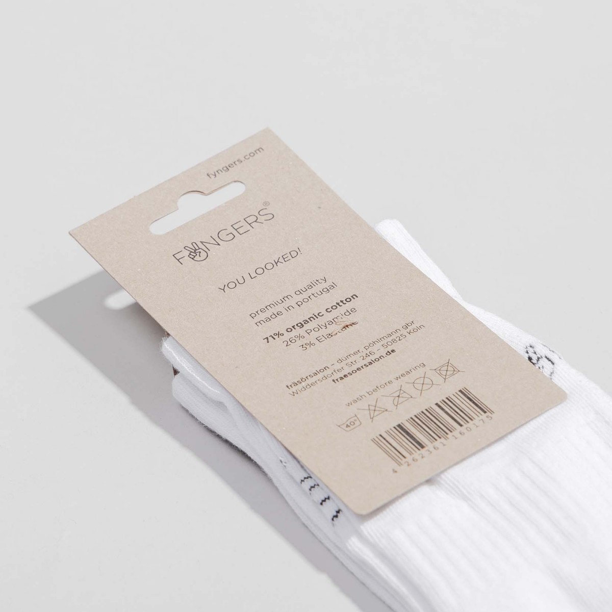 Fyngers - OK weiße Tennissocke aus Biobaumwolle