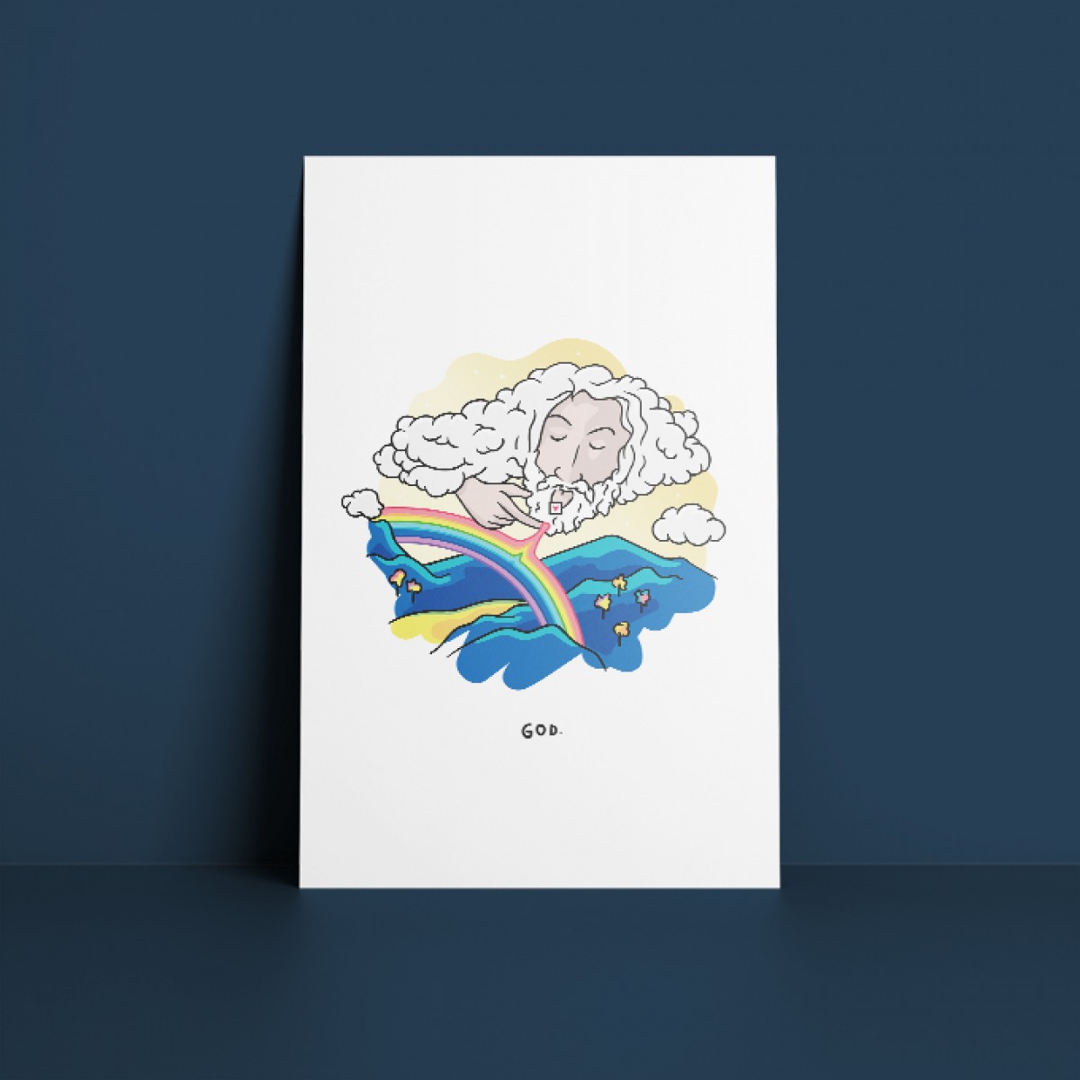GOD · Rainbow – Illustrierte Design-Postkarte