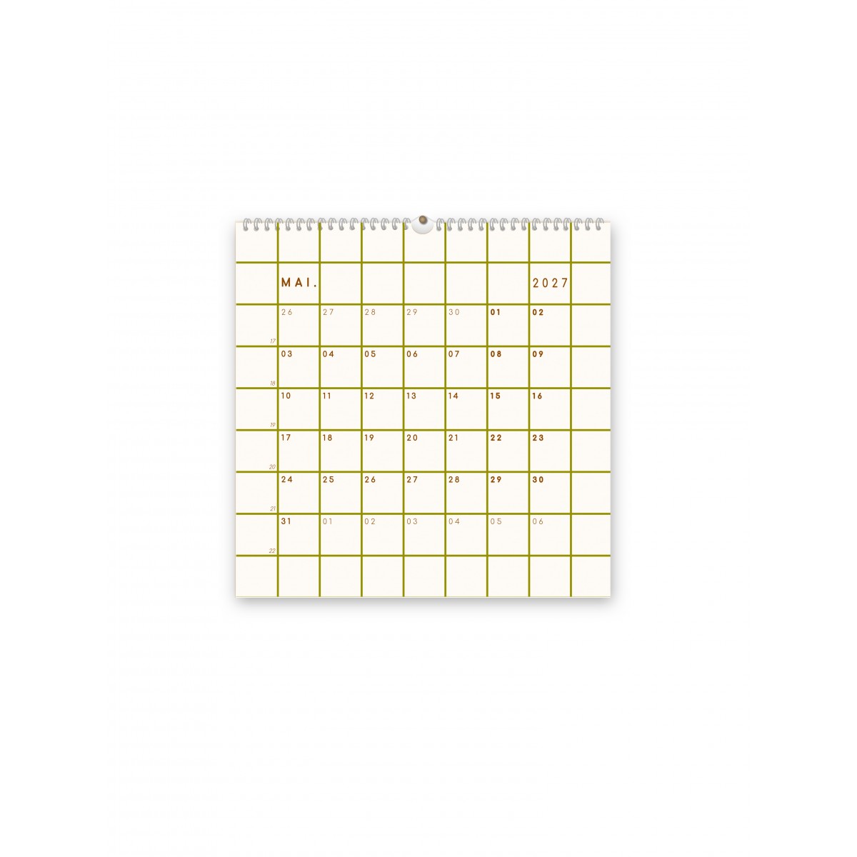 Großer Wandkalender 2027, quadratisch 50x50 - SANS.
