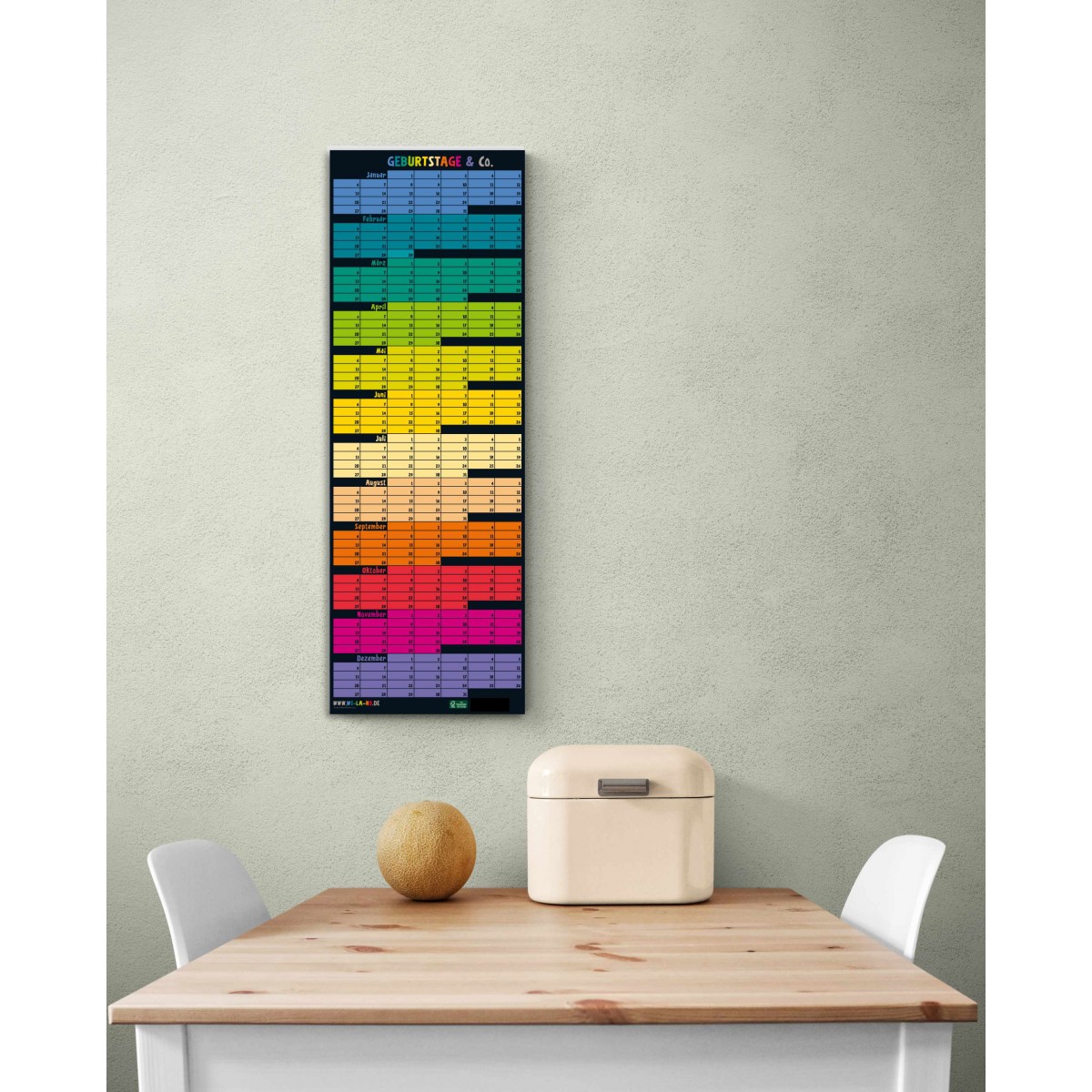 Geburtstagskalender - Regenbogen | Ewiger Kalender | Immerwährender Kalender