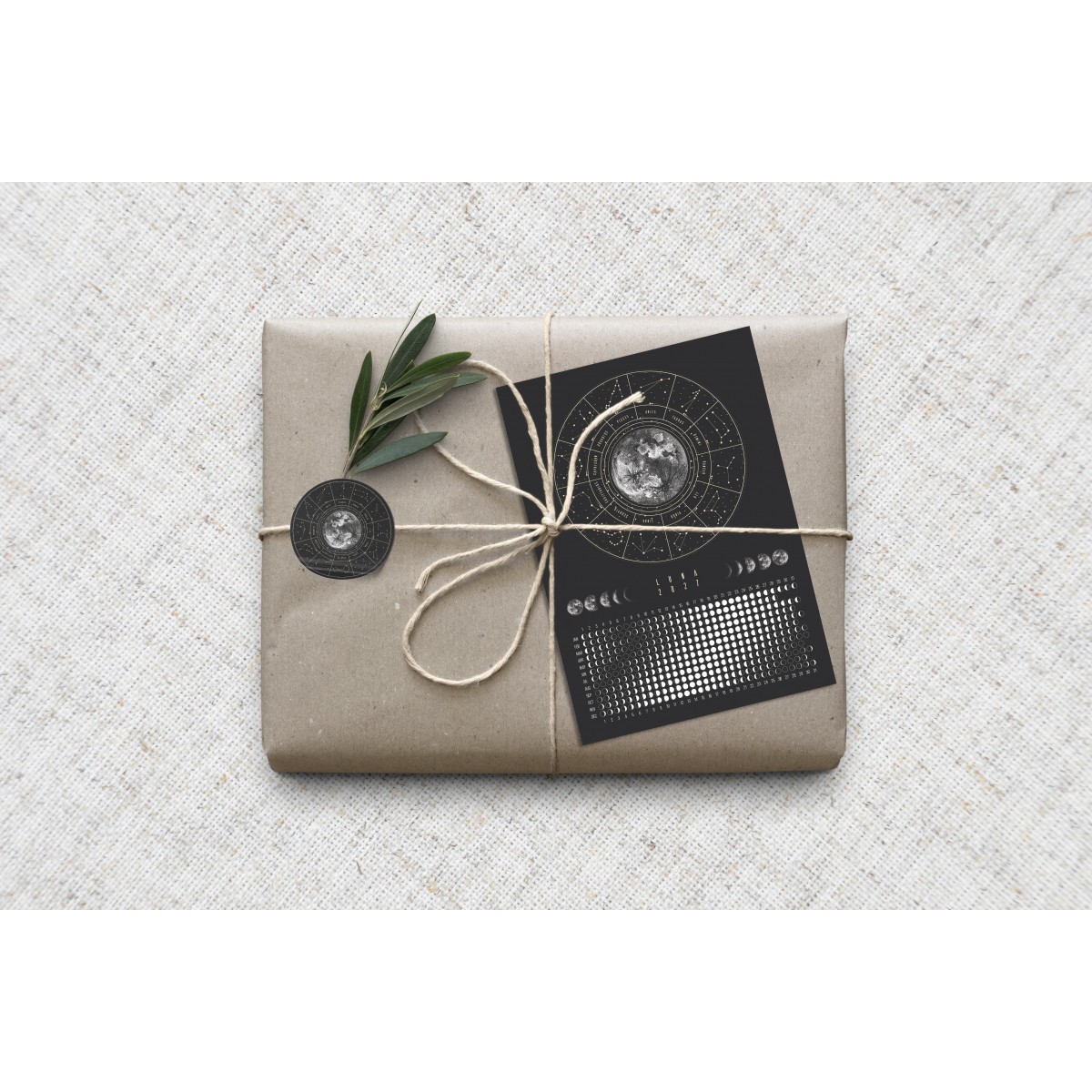 Postkarten Set Mondkalender 2027 Schwarz // ShellyCreates