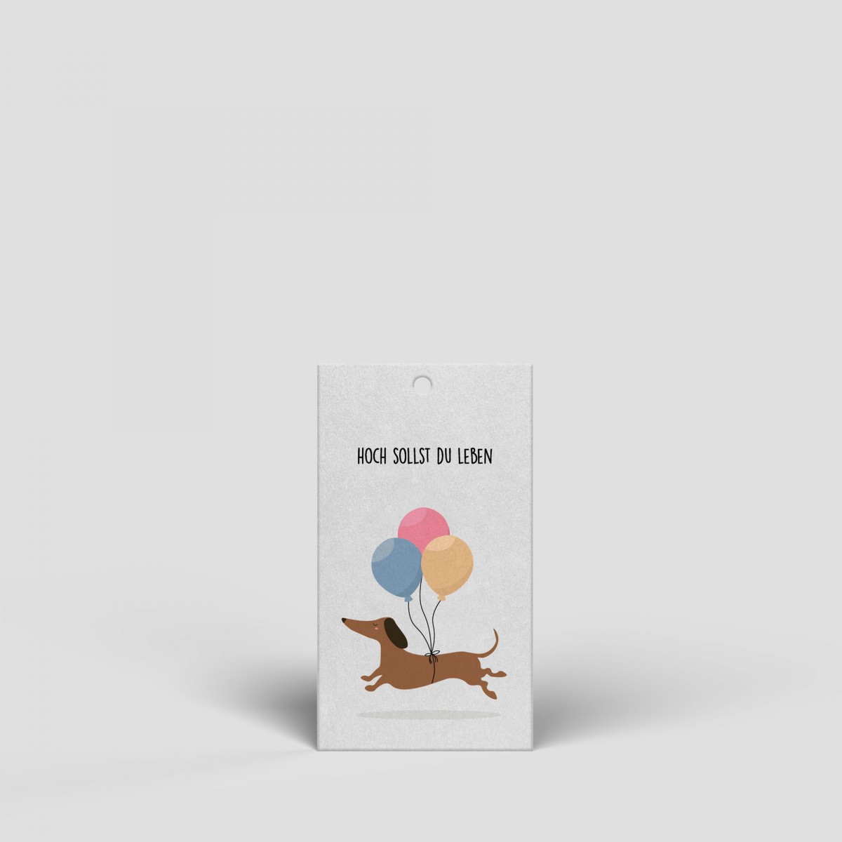 Kleiner Geschenkanhänger - Dackel Luftballons - Nr. 153 - Naturbedacht