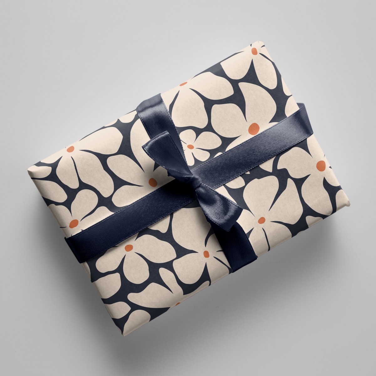 Geschenkpapier - Blumen auf blauem Hintergrund - Nr. 223 - Naturbedacht