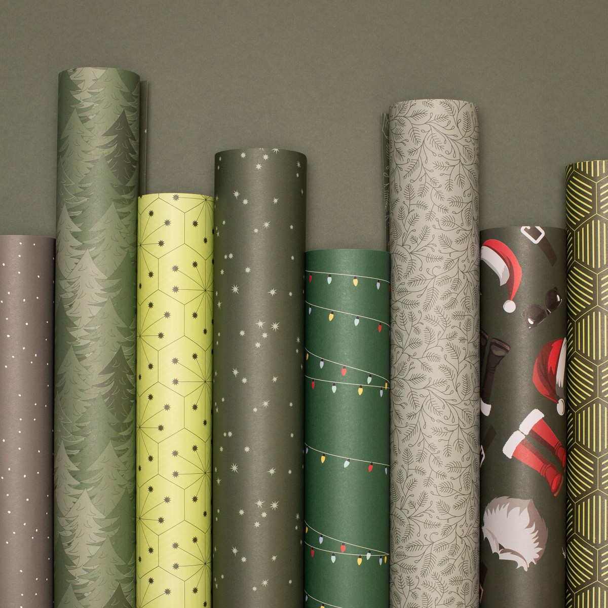 12 Bogen Weihnachtspapier mit verschiedenen Mustern (grün) von My Pretty Circus