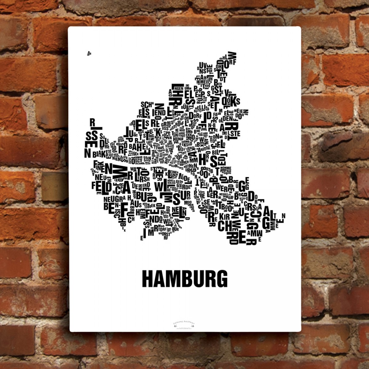 Buchstabenort Hamburg Poster Typografie Siebdruck